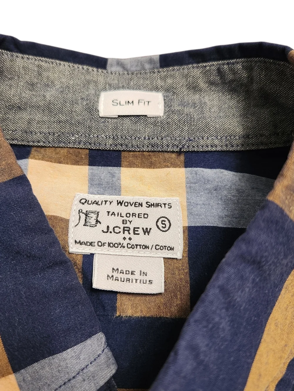 J. Crew VTG Men's Size S Plaid Check Cotton Slim-Fit Long-Sleeve Shirt Heritage
